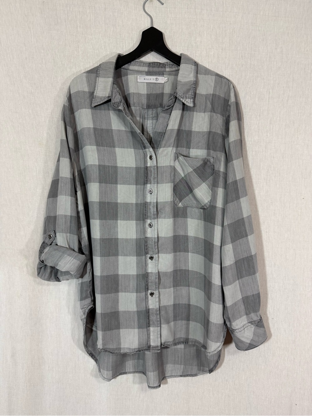 Billy T size LGray Plaid Women's Shirt - 100% Lyocell